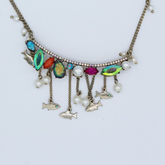 NWOT Betsey Johnson Ocean Fish Pearl Necklace - Fun, Unique, Rare, Avant Garde - Picture 3 of 3